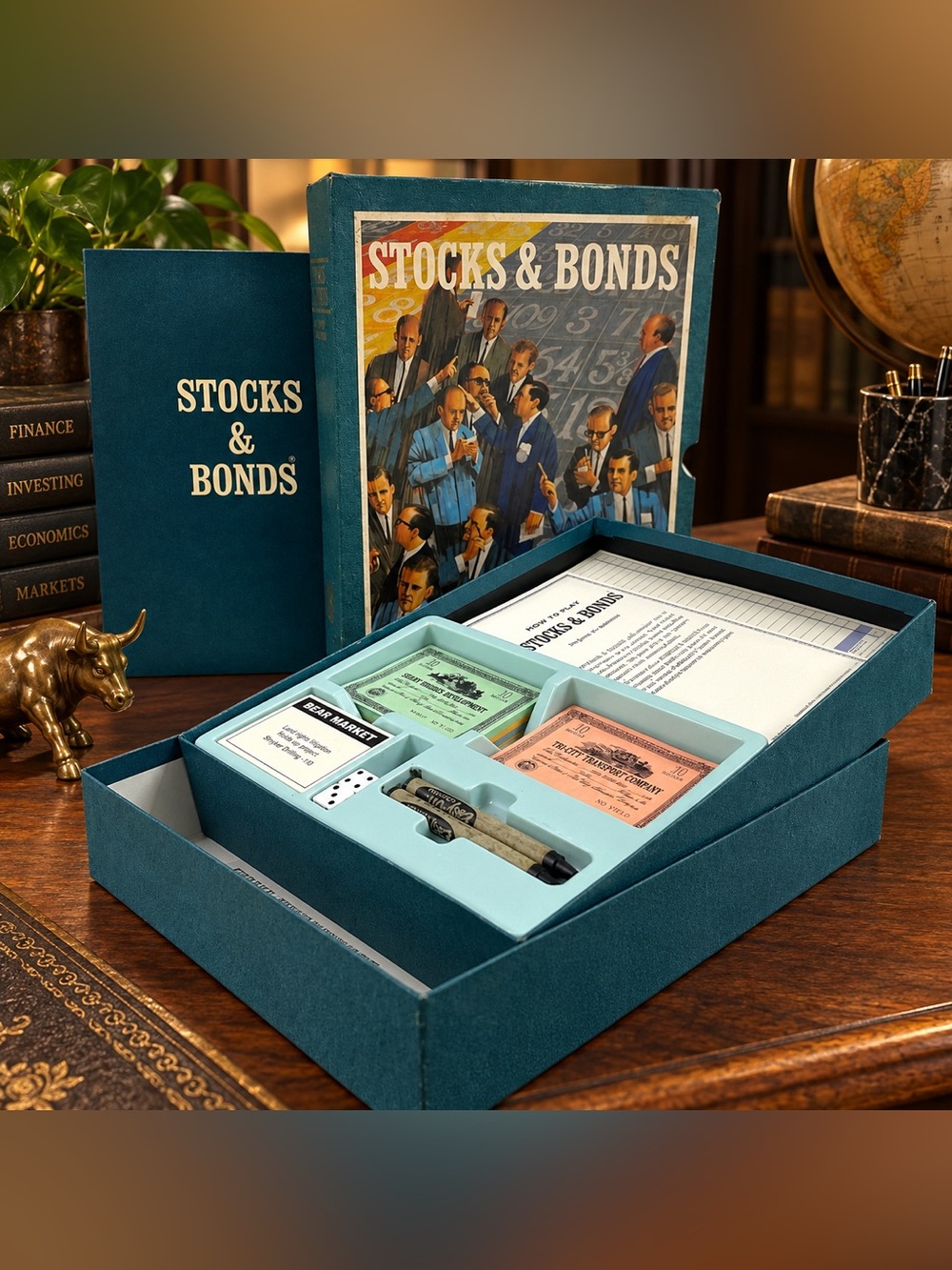 Vintage 1968 3M Stocks & Bonds Bookshelf Board Game Investment Strategy Complete